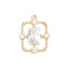 Immagine di Ottone Charms Oro Placcato Rettangolo Filigrana Trasparente Strass 17mm x 13mm, 2 Pz