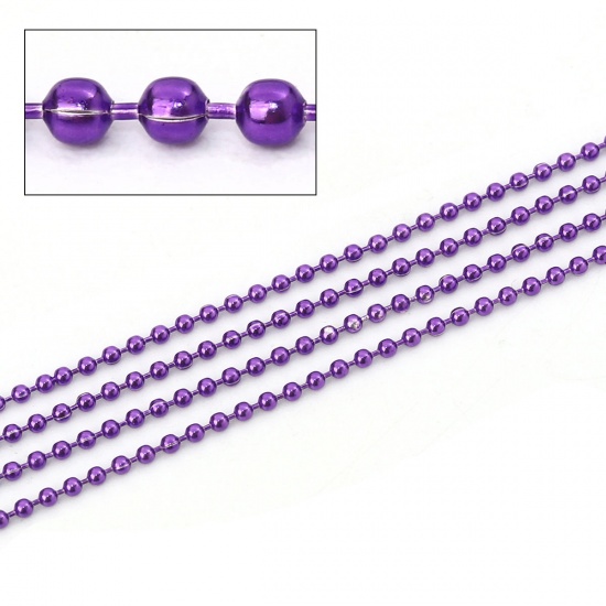 合金 ボールチェーン 紫 1.5mm、 10 ヤード の画像