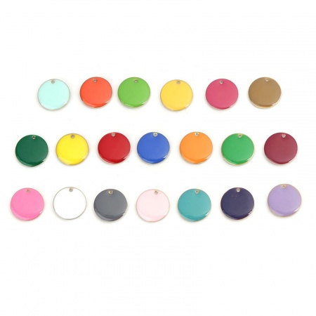 Breloques Sequins Emaillés Double Face en Laiton Rond