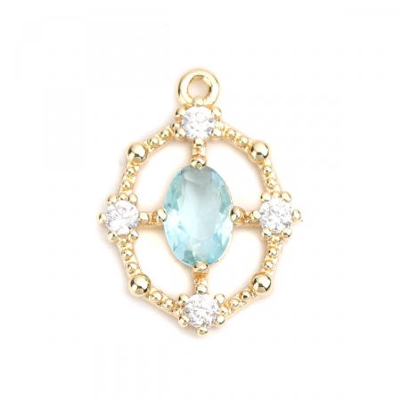 Ottone Charms Oro Placcato Ovale Filigrana Zaffiro Chiaro Strass 16mm x 12mm, 2 Pz Ottone Charms Oro Placcato Ovale Filigrana Zaffiro Chiaro Strass 16mm x 12mm, 2 Pz