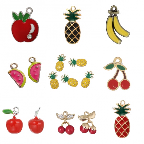 Picture of Zinc Based Alloy Charms Cherry Fruit & Enamel