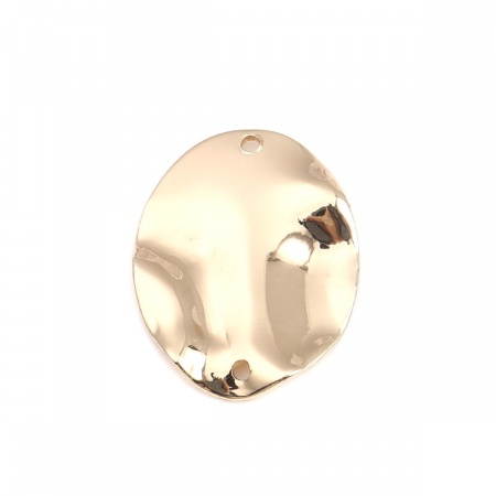 Brass Hammered Connectors Oval Gold Plated 25mm x 20mm, 5 PCs