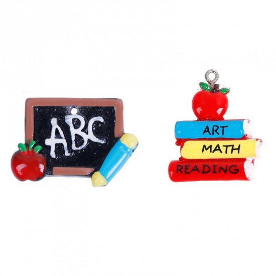 Picture of Resin College Jewelry Charms Rectangle Message " ABC " 