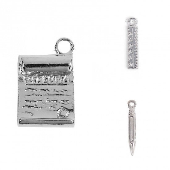 Picture of Zinc Based Alloy College Jewelry Charms Rectangle Message 