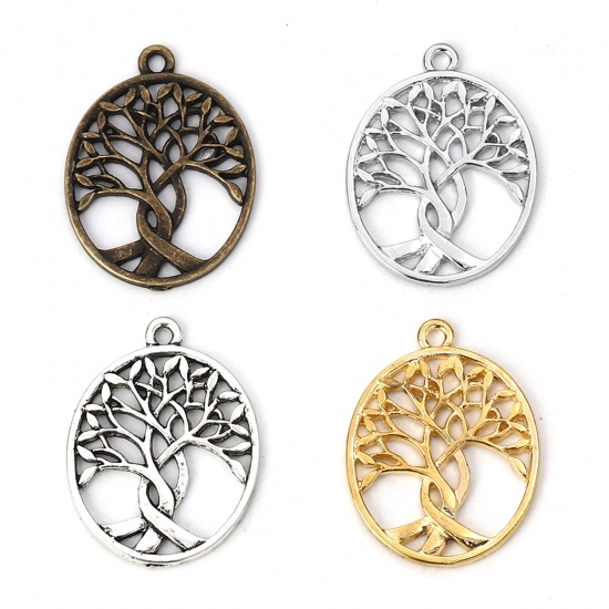 Picture of Zinc Based Alloy Boho Chic Pendants Oval Tree 