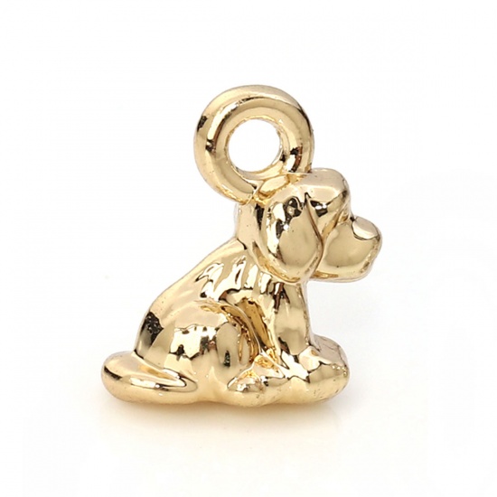 Picture of Zinc Based Alloy Charms Dog Animal Silver Tone 11mm( 3/8") x 9mm( 3/8"), 20 PCs