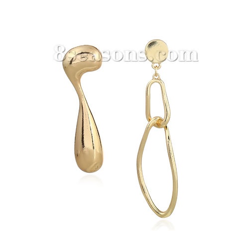 Picture of Earrings Gold Plated Irregular Twisted 60mm(2 3/8") x 36mm(1 3/8"), 1 Pair