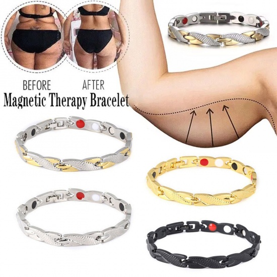 Picture of 1 Piece Therapy Health Weight Loss Energy Slimming Lymphatic Drainage Magnetic Bracelets Multicolor Braided 18cm(7 1/8") long