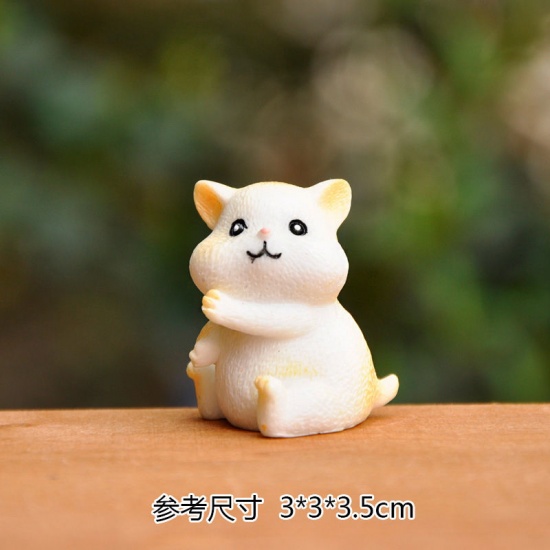 Picture of Resin Ornaments Decorations Hamster Beige 40mm x 25mm - 35mm x 30mm, 4 PCs