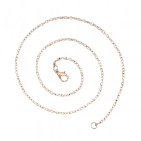 Iron Based Alloy Link Cable Chain Necklace Rose Gold 77cm(30 3/8") long, 1 Set ( 12 PCs/Packet)