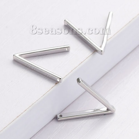 Brass Connectors Findings Wishbone Silver Tone 20mm x19mm( 6/8" x 6/8") - 20mm x12mm( 6/8" x 4/8"), 2 PCs