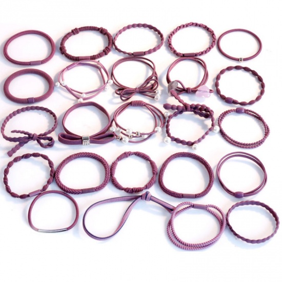 Picture of Elastic Band Hair Ties Band Pale Lilac 5.5cm, 1 Set ( 24 PCs/Set)