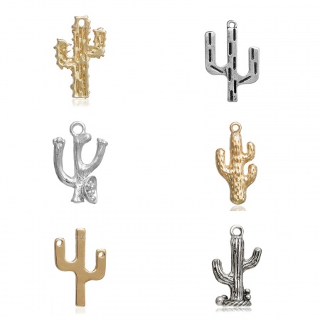 Lega di Zinco Charms Cactus Oro Placcato 20mm x 13mm , 10 Pz