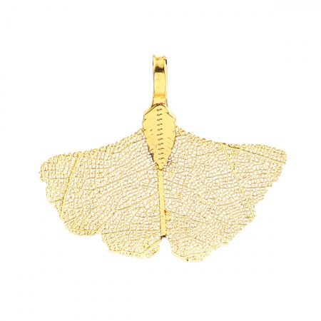 Brass & Natural Leaf Pendants Gingko Leaf Silver Plated 40mm(1 5/8") x 34mm(1 3/8"), 2 PCs