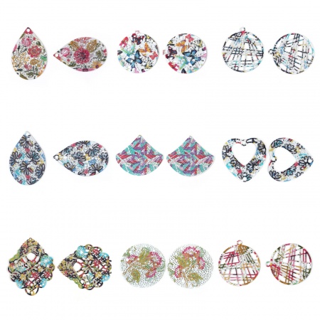 Iron Based Alloy Enamel Painting Pendants Drop Filigree Stamping 