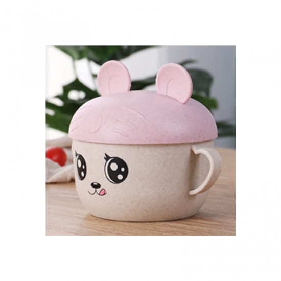 Picture of Style5 Cartoon 3pcs Hat/Ear Bowl Cover Wheat Straw Bowl Baby Tableware Dinnerware Sets