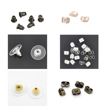 Alloy Ear Nuts Post Stopper Earring Findings Butterfly Silver Plated 5mm x 4mm, 500 PCs