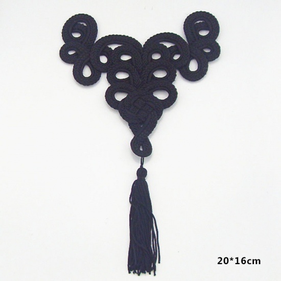 Picture of Fabric Chinese Frog Buttons Black Chinese Knot 20cm x 16cm, 1 Piece