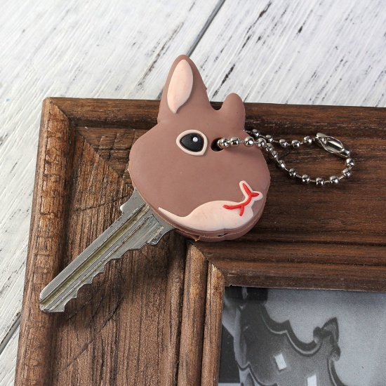 Imagen de PVC Cute Rabbit Pet Dog Cat Key Cover Cap Rubber Pug Key Chain