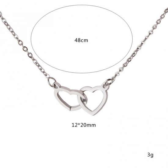 Picture of Stainless Steel Necklace Rose Gold Heart 48cm(18 7/8") long, 1 Piece