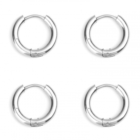 Immagine di 304 Acciaio Inossidabile orecchino cerchio Anello Tono Argento 23mm x 22mm, Posta / Filo Dimensione: (18 misura), 2 Pz