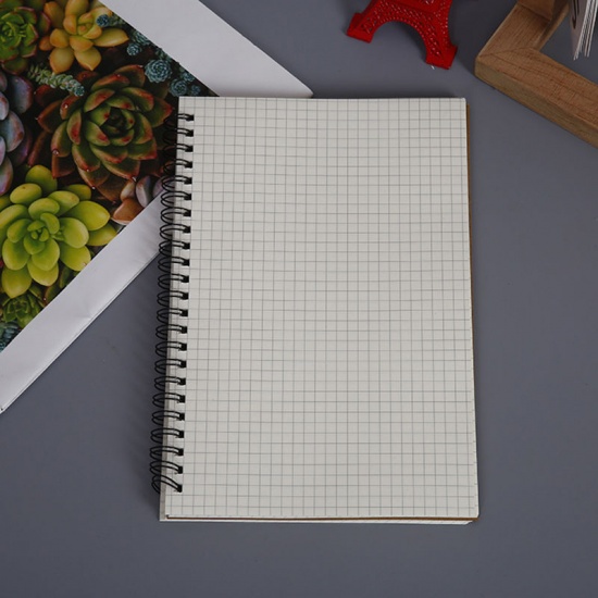 Picture of (A5)Paper Writing Memo Notebook White & Coffee Rectangle Grid Checker 21cm x 14.8cm, 1 Copy