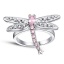 Immagine di Ottone Elegante Non Regolabile Anello Libellula Roso Strass 1 Pz