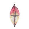 Picture of Brass Religious Pendants Multicolor Leaf Cross 5.2cm x 1.9cm, 2 PCs