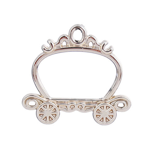 Picture of Zinc Based Alloy Fairy Tale Collection Charms Pumpkin Carriage Silver Tone 28mm(1 1/8") x 26mm(1"), 20 PCs