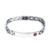 Picture of 304 Stainless Steel Bracelets Silver Tone Red Medical Alert ID Caduceus 21cm(8 2/8") long, 1 Piece