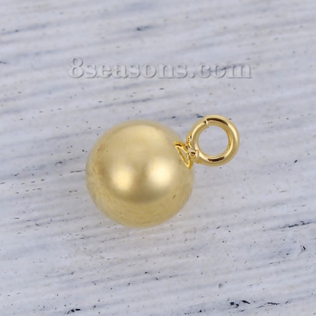 Messing Charms Metallische Kugel Vergoldet 12mm x 8mm, 5 Stück