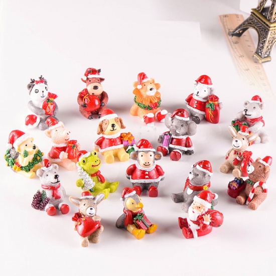 Picture of Resin Ornaments Decorations Multicolor At Random Christmas Santa Claus 36mm x 35mm, 1 Piece