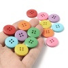 Picture of Wood Sewing Buttons Scrapbooking 4 Holes Round Cyan 20mm Dia., 50 PCs
