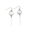 Picture of 304 Stainless Steel Ear Wire Hooks Earring Findings Round Silver Tone Cabochon Settings (Fits 12mm Dia.) 56mm x 14mm, Post/ Wire Size: (21 gauge), 4 PCs
