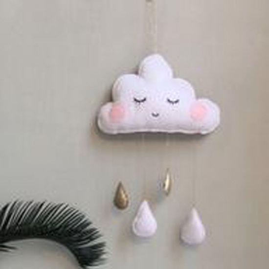 Picture of Polyester Hanging Decoration Cloud White & Pink 40cm x 26cm, 1 Piece