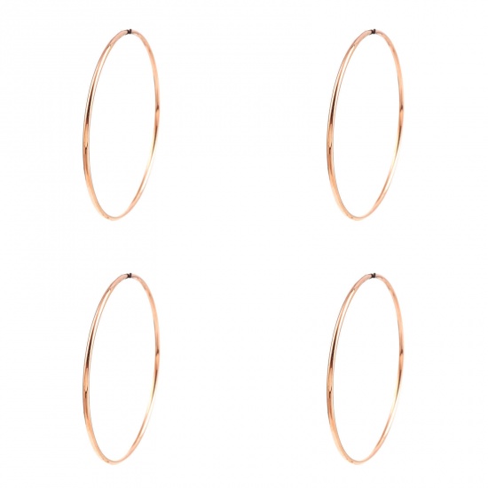 Picture of Stainless Steel Bangles Bracelets 18K Rose Gold Plated Round 20.5cm(8 1/8") long, 1 Piece