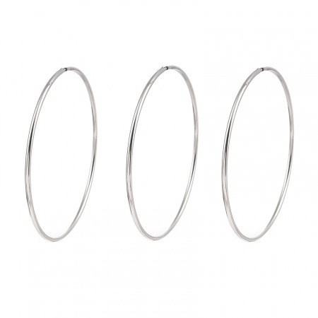 Stainless Steel Bangles Bracelets Silver Tone Round 22cm(8 5/8") long, 1 Piece