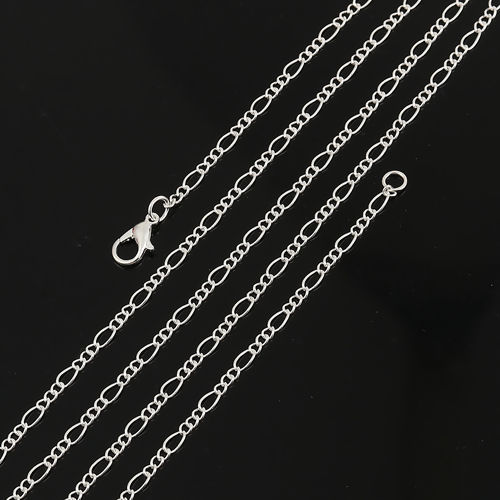 合金 喜平チェーン ネックレス シルバートーン 51cm長さ、 チェーンサイズ: 4x2.7mm、 1 パック （ 12 個/パック） の画像
