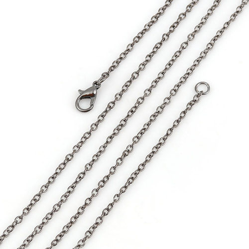 Picture of Iron Based Alloy Link Cable Chain Necklace Antique Bronze 62cm(24 3/8") long, Chain Size: 3x2.3mm( 1/8" x 1/8"), 1 Packet ( 12 PCs/Packet)