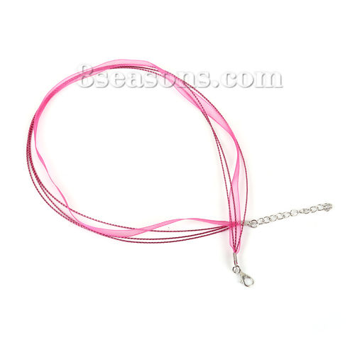 Picture of Organza Ribbon & Polyester Cord String Multilayer Layered Necklace Multicolor