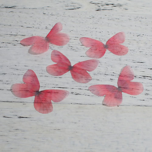 Picture of Organza For DIY & Craft Blue Violet Ethereal Butterfly Animal 50mm(2") x 40mm(1 5/8"), 5 PCs