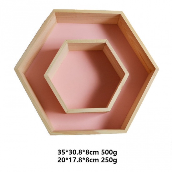 Bild von Kiefer Holz Lagerregal Geometrie Rosa 35cm x 30cm - 20cm x 17.5cm, 1 Set ( 2 Stück/Set)