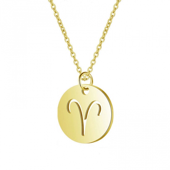 Picture of Necklace Gold Plated Round Pisces Sign Of Zodiac Constellations Polished 45cm(17 6/8") long, 1 Piece