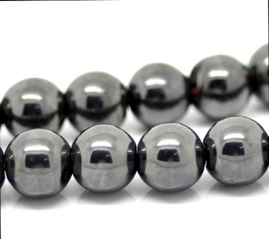 Image de 1 Enfilade de Perles Rondes Hématite Noir 10mm Diamètre