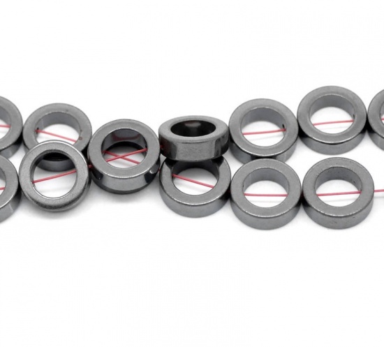 Bild von Schwarz Hämatit Ring Perlen Beads 12mm,verkauft eine Packung mit 2 Stränge(2x33 Stk.)