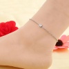 Picture of 304 Stainless Steel Anklet Silver Tone Round Clear Rhinestone 24cm(9 4/8") long, 1 Piece