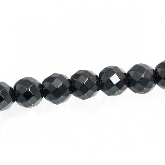 Image de 1 enfilade perles Hématite rond Couleur gunmetal 8mm Dia.
