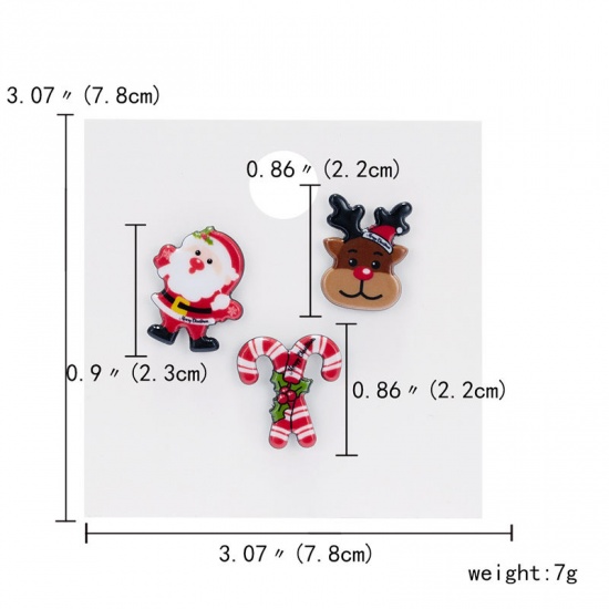 Picture of Pin Brooches Hat Christmas Tree Multicolor Enamel 25mm - 18mm, 1 Set ( 4 PCs/Set)
