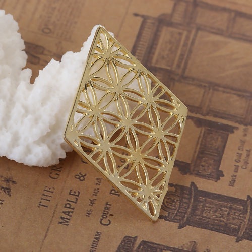 Picture of Zinc Based Alloy Flower Of Life Embellishments Rhombus Hollow 