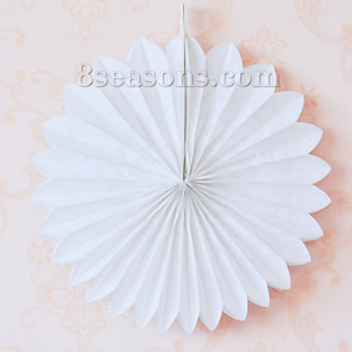 Immagine di Paper Party Garland Decorations Flower White 17cm(6 6/8") x 7.5cm(3"), 1 Piece